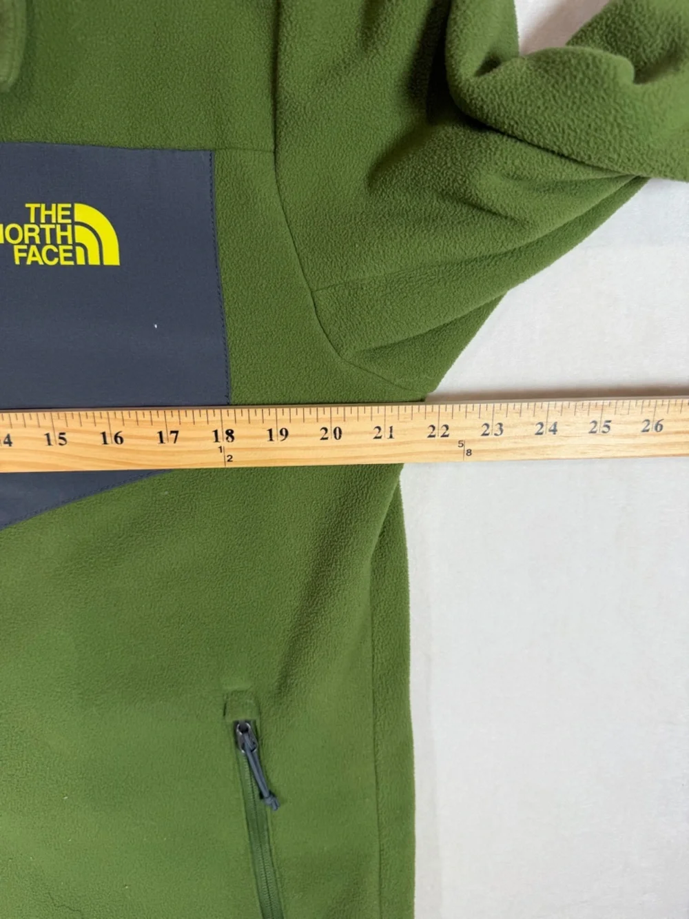 The North Face Medium Olive Green Fleece Jacket with Contrast Chest Pocket